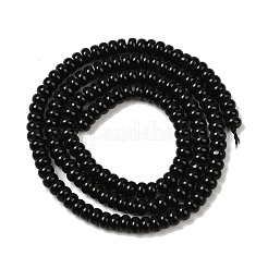 天然石オブシディアンビーズ連売り  ロンデル  4x2~2.5mm  穴：1mm  約164個/連  15.04''（38.2センチメートル）&nbsp;G-K343-C44-01