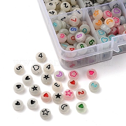 480Pcs 8 Style Flat Round Luminous Acrylic Beads&nbsp;DIY-YW0003-01