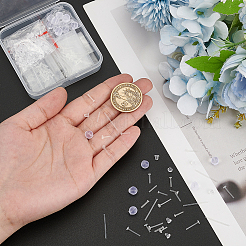 プラスチックとシリコン製のピアスキャッチとイヤリングスリーブ  ピアスキャッチ  透明  6x6.5mm  穴：0.8mm&nbsp;KY-WR0001-06
