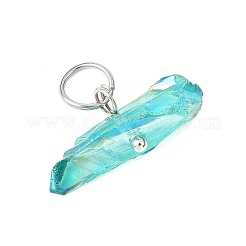 染色された天然水晶の塊のペンダント  304ステンレススチール製丸カン付き  ミックスカラー  ステンレス鋼色  9~11x15~30x5~10mm  穴：5mm&nbsp;PALLOY-JF04582-01