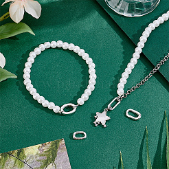 4個、4つのスタイル、925つのスターリングシルバースプリングゲートリング  オーバル  銀  12~14x6~10x1.5~3mm  1個/スタイル&nbsp;FIND-NB0006-68