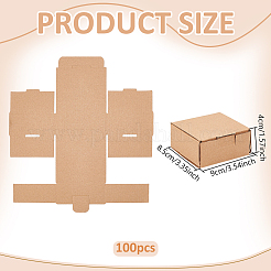 厚紙紙の折りたたみ式郵便受け  配送ボックス  長方形  バリーウッド  9x8.5x4cm&nbsp;CON-WH0117-20