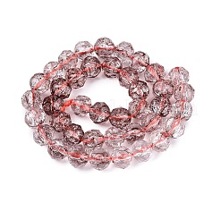 クラックル透明ガラスビーズ連売り  ラウンド  多面カット  ココナッツブラウン  9.5~10.5mm  穴：1.2~1.4mm  約41~42個/連  14.76~15.16インチ（37.5~38.5cm）&nbsp;GLAA-N063-10mm-15