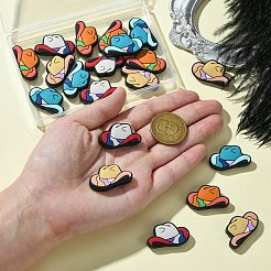20個 4色 カウボーイハット 食品グレード 環境に優しいシリコンフォーカルビーズ  ミックスカラー  17x30x7.5mm  穴：2mm  5個/カラー&nbsp;SIL-CJ0002-10