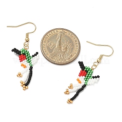 304 Stainless Steel MIYUKI Glass Seed Beads Bird Dangle Earrings&nbsp;EJEW-MZ00555-04