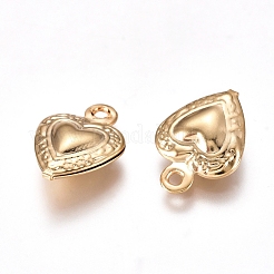 304ステンレススチールチャーム  ハート  24KGP本金メッキ  12x9x3mm  穴：1mm&nbsp;STAS-I138-14G