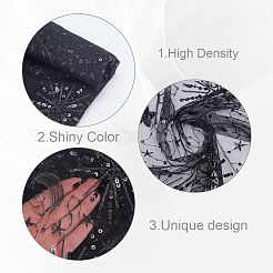 Sequin Star Moon Pattern Embroidered Polyester Mesh Fabrics&nbsp;DIY-WH0530-45C