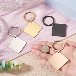 4Pcs 4 Styles Stainless Steel Keychains&nbsp;KEYC-TA0004-81C