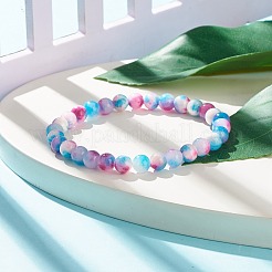 Natural White Jade Round Beaded Stretch Bracelet&nbsp;BJEW-JB07968-01