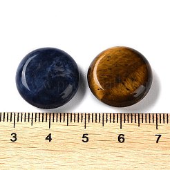 天然混合宝石のフラットラウンドいヤシの石  チャクラクリスタルポケットストーンレイキバランシング瞑想家の装飾  18~18.5x6~6.8mm  7個/セット&nbsp;G-M416-11