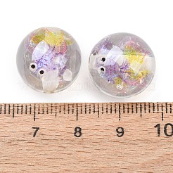 透明樹脂ビーズ  キラキラビーズ  タコと丸い  紫色のメディア  16mm  穴：2mm&nbsp;RESI-C073-01A