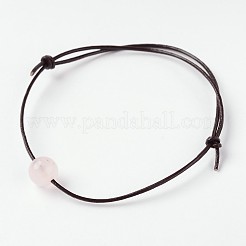 調整可能な牛革レザーコードブレスレット  天然な混合石ラウンドビーズと  60mm&nbsp;BJEW-JB01944