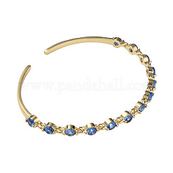 Cubic Zirconia Flat Round Open Cuff Bangle&nbsp;BJEW-N012-032B