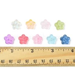 ベーキングペイントガラスビーズ30個  花  ライトスカイブルー  12.5x13x4.5mm  穴：1.2mm&nbsp;GLAA-FS0001-97G