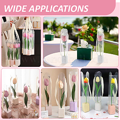 5Pcs Clear Plastic Single Flower Packing Boxes with Paper Trays and Ribbon Handles&nbsp;CON-WH0107-69B