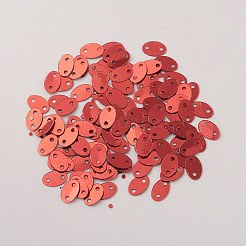 オーナメントアクセサリープラスチック製のスパンコール/スパンコールリンク  オーバル  インディアンレッド  4x6x0.1mm  穴：0.8mm&nbsp;LS-X-PVC-E001-10-YD03