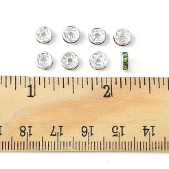 80 個 8 スタイル真鍮ラインストーンスペーサービーズ  グレードA  ストレートフランジ  銀  ロンデル  ミックスカラー  6x3mm  穴：1mm  10個/スタイル&nbsp;RB-FS0001-03