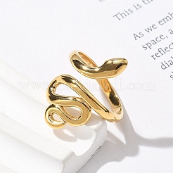 304ステンレススチール製スネークオープンカフリング女性用  18KGP本金メッキ  内径：18mm&nbsp;LS-RJEW-Z077-01G-09