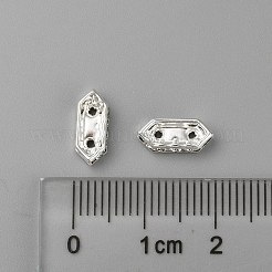 真鍮中東ラインストーンブリッジスペーサー  クリスタルラインストーンインレイ5個  ニッケルフリー  六角  銀  11x4.5x2.5mm  穴：1mm  2の穴&nbsp;RSB021NF-2