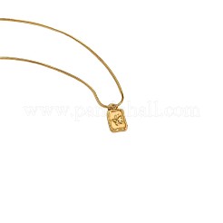 304ステンレススチール製長方形、蝶のペンダント付き、ラウンドスネークチェーンネックレス（女性用）  18KGP本金メッキ  15.75インチ（40cm）&nbsp;WG3CF6B-01