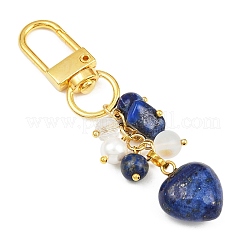 3Pcs Natural Lapis Lazuli & Rose Quartz & Amethyst Heart Pendant Decorations&nbsp;HJEW-JM04150