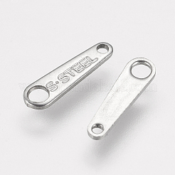 変色しにくい304ステンレススチールチェーンタブ  チェーン延長コネクター  ワードs.steelと  ステンレス鋼色  10x3x0.5mm  穴：1mm＆1.5mm&nbsp;STAS-Q085