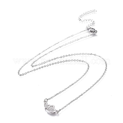 Brass Micro Pave Clear Cubic Zirconia Pendant Necklaces&nbsp;NJEW-R256-08P