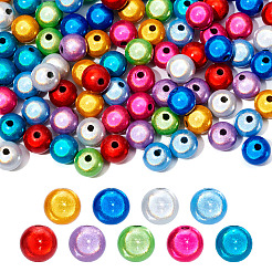 90個9色のマットスプレー塗装アクリルビーズ  ラウンド  ミックスカラー  8mm  穴：1.6mm  10個/カラー&nbsp;OACR-TA0001-79