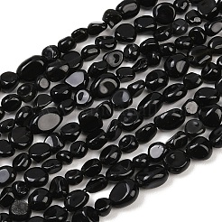 天然石オブシディアンビーズ連売り  ナゲット  タンブルストーン  6~12x5~7x3.5~4.5mm  穴：0.7~0.8mm  約21~24個/連  7.87''~8.39''（20~21.3センチメートル）&nbsp;G-K395-B06-01