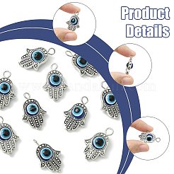 ナザールボンジュウ樹脂＆合金ペンダント10個  鉄パーツ  ヤシ  アンティークシルバー＆プラチナ  26mm  穴：2.7mm&nbsp;PALLOY-FS00058-03