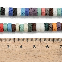 合成溶岩岩ビーズ連売り  染め  ディスク  ヒシビーズ  ミックスカラー  6~6.5x3mm  穴：0.8mm  約119個/連  14.76''（37.5センチメートル）&nbsp;G-A317-A01-01
