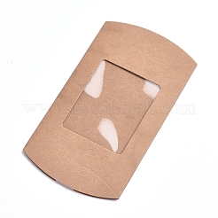 紙枕ボックス  ギフトキャンディー梱包箱  クリアウィンドウ付き  バリーウッド  12.5x8x2.2cm&nbsp;LS-CON-G007-03B-04