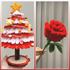 DIYぬいぐるみスティック100個  シェニール織の茎  パイプクリーナー  キッズクラフト素材  サクランボ色  300x6mm&nbsp;FIND-SP0004-72C