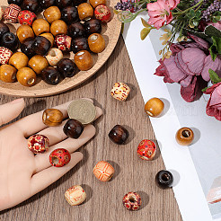 90pcs 3 Colors Dyed Natural Wood Beads&nbsp;WOOD-PA0001-26