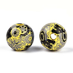 Bohemian Style Printed Schima Wood Beads&nbsp;WOOD-T032-31G