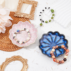 2Pcs 2 Colors Flambed Glazed Lotus Jewelry Plate for Rings Bracelets Necklaces&nbsp;AJEW-DC0001-38