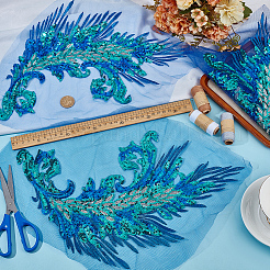 4Pcs 2 Style Polyester Embroidery Sew on Appliques&nbsp;PATC-MA0001-33C