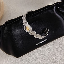 18.5mm 304ステンレススチール製サンカフバングル（女性用）  イオンプレーティング（ip）  カドミウムフリー＆ニッケルフリー＆鉛フリー  ゴールデン·ステンレス鋼色  内径：2-3/8x2-1/8インチ（5.9x5.5cm）&nbsp;BJEW-B151-03
