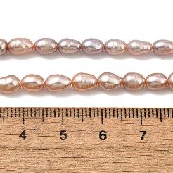 天然養殖淡水パールビーズ連売り  ライス  グレード3a+  ロージーブラウン  4~5mm  穴：0.6mm  約51~53個/連  14.17''~14.57''（36~37センチメートル）&nbsp;PEAR-I007-01P-04B