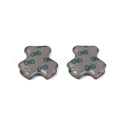 印刷されたアクリルカボション  ちょう結びに耐える  キャメル  25.5x24x5mm&nbsp;KY-N015-203-C01