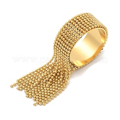 丸いボールタッセル 304 ステンレススチール カフリング 女性用  18KGP本金メッキ  10mm  内径：19mm&nbsp;RJEW-U039-03G