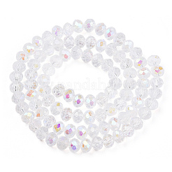 電気メッキガラスビーズセット  ABカラーメッキ  多面カット  ロンデル  クリアAB  6x5mm  穴：1mm  約80~85個/連  38~40cm&nbsp;LS-EGLA-A034-T6mm-B33