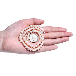 グレードab天然養殖淡水パールビーズ連売り  ポテト  貝殻色  6.5~7.5x5~6mm  穴：0.8mm  約54~55個/連  13.39インチ（34cm）&nbsp;PEAR-N013-05G