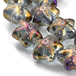 半分レインボーメッキ電気メッキ透明ガラスビーズ連売り  ヒトデ  パープル  16.5x16.5x11.5mm  穴：1.4mm  約40個/連  24.41''（62センチメートル）&nbsp;EGLA-G037-07A-HR02