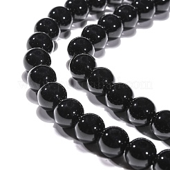 合成ブラックストーンビーズ連売り  染め  ラウンド  ブラック  10mm  穴：1mm  約19個/連  7.8インチ&nbsp;G-G088-10mm