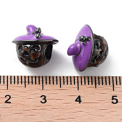 Halloween Rack Plating Brass Enamel European Beads&nbsp;KK-M280-01B