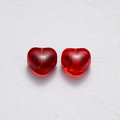 模造ヒスイのガラスビーズ  ハート  暗赤色  6x6x4mm  穴：0.7mm&nbsp;GLAA-R211-02-A02