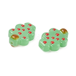 クリスマステーマの透明ガラスエナメルビーズ  クリスマスツリー  染め＆加熱  春の緑  22x16x8mm  穴：1.4mm&nbsp;LAMP-B028-02