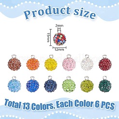 78pcs 13 colors Polymer Clay Rhinestone Charms&nbsp;RB-PH0001-48