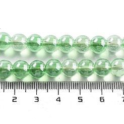 手作りのネパールランプワークビーズ  ラウンド  淡緑色  8.5x7.5mm  穴：1.4mm  約89個/連  25.91''（65.8センチメートル）&nbsp;LAMP-Z008-01B